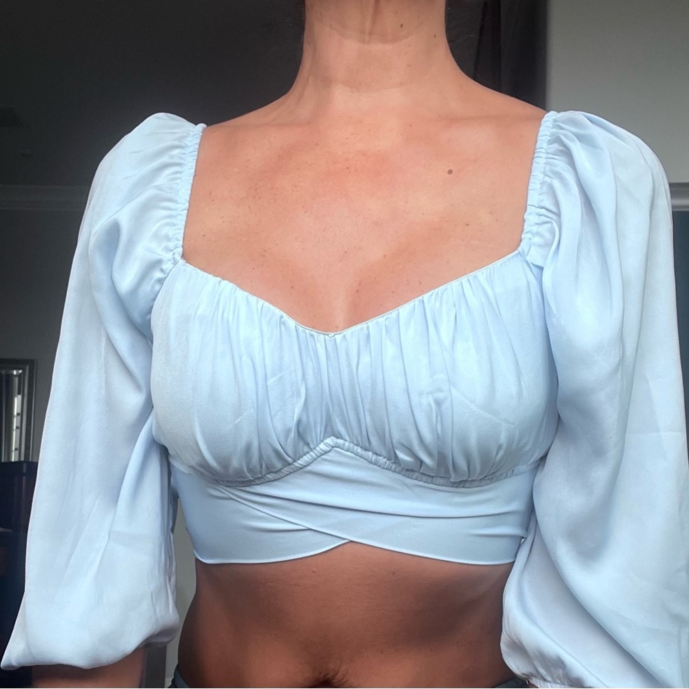 Musette Light Blue Tie back Crop Top